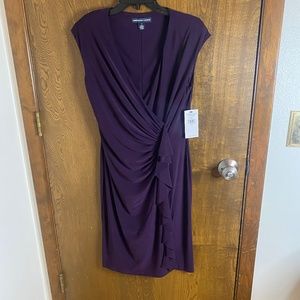 American Living Fauc Wrap Dress - Ruched Side - Eggplant Color - Size 12 NWT